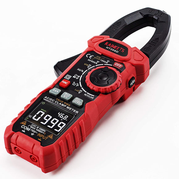 KAIWEETS Inrush Clamp Meter 1000A True RMS AC/DC Current Amp Meter, VFD, LOZ Mode, 6000 Counts, Measures Current Voltage Temperature Capacitance Resistance Diodes Continuity Duty-Cycle
