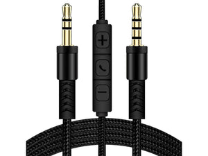 3.5mm Audio Cable - Male to Male - with Microphone and Volume Controls - 30 cm